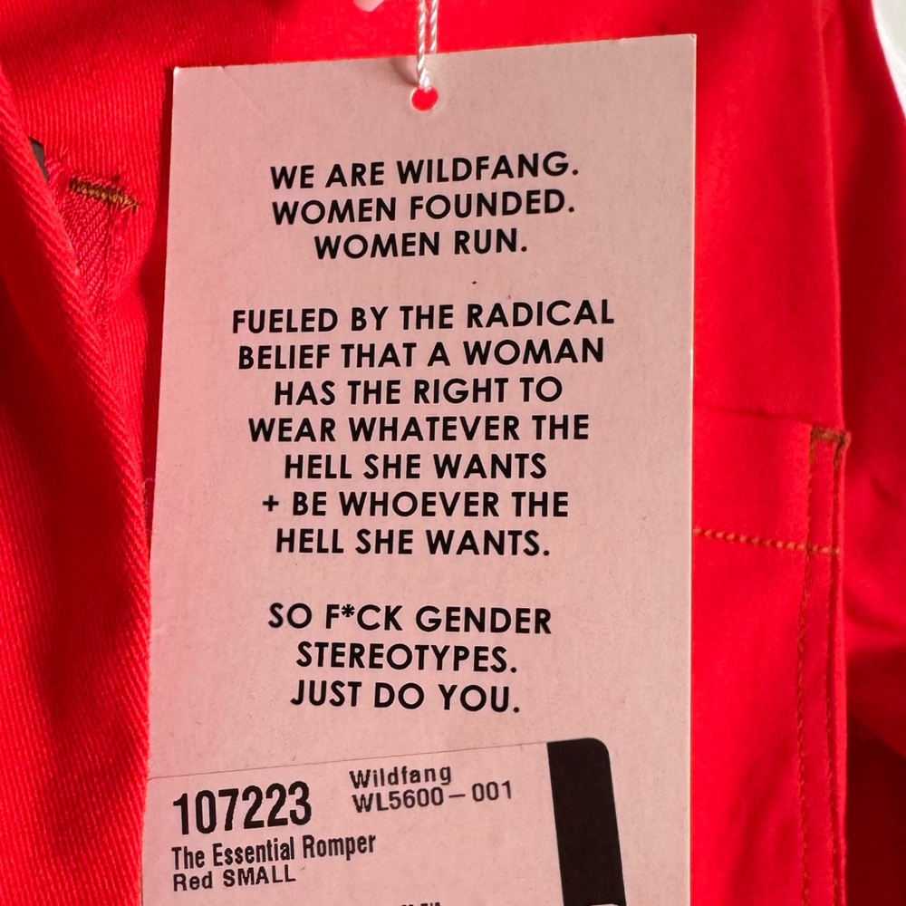 Wildfang The Essential Long Sleeve High Waisted Coverall Romper Red Small New - Picture 9 of 12